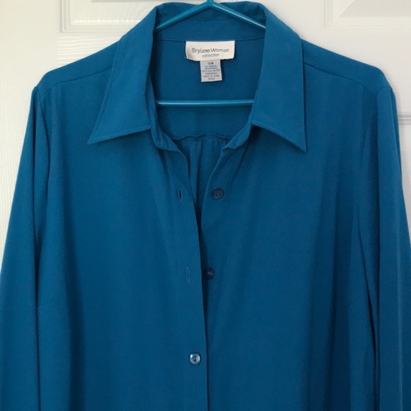 Brylane Women’s Collection Button Down jacket Top. Aqua Blue. Size 18W - Picture 1 of 9